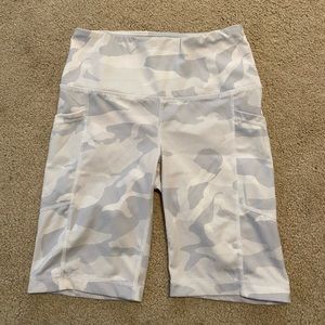 White/Grey Camo Workout Shorts
